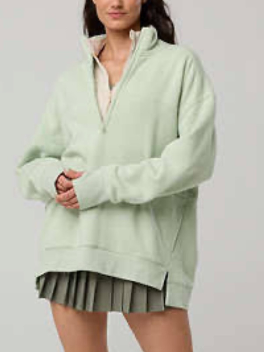 Aerie Offline Cloud Fleece Half-Zip Pullover Sweatshirt‎ - green